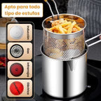 Mini Freidora Premium de Acero Japonés 304 (1.2L) – Frituras Crujientes con Menos Aceite y Cero Salpicaduras.
