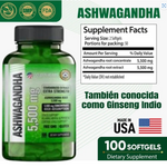 ASHWAGANDHA AMERICANO | ALTA CONCENTRACIÓN | 5500 mg | 100 Cápsulas