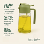🍳 ACEITERO 2 EN 1 PRO – Rocía o vierte sin desperdiciar aceite