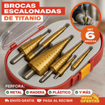 SET DE 6 BROCAS ESCALONADAS DE TITANIO